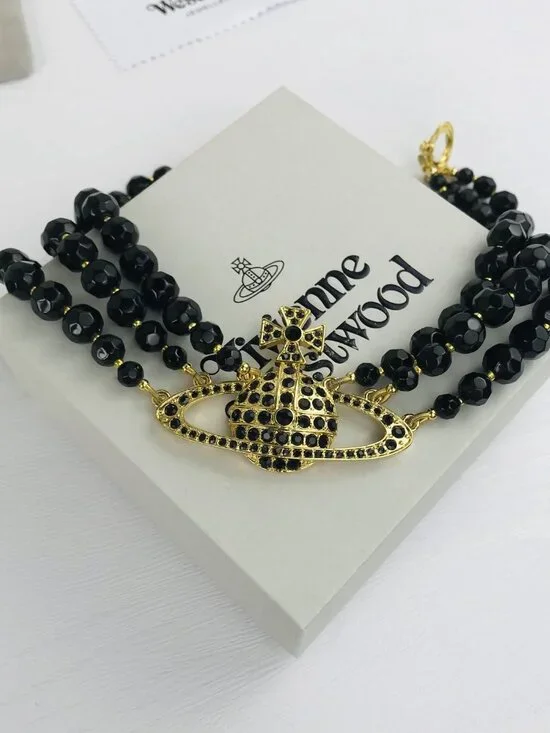 NEW Vivienne Westwood Three Row Pearl Bas Relief Choker in Black - Picture 12 of 12